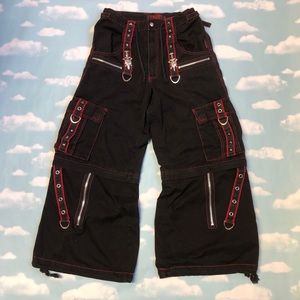 Red Stitching Skull and Cross Tripp NYC Pants